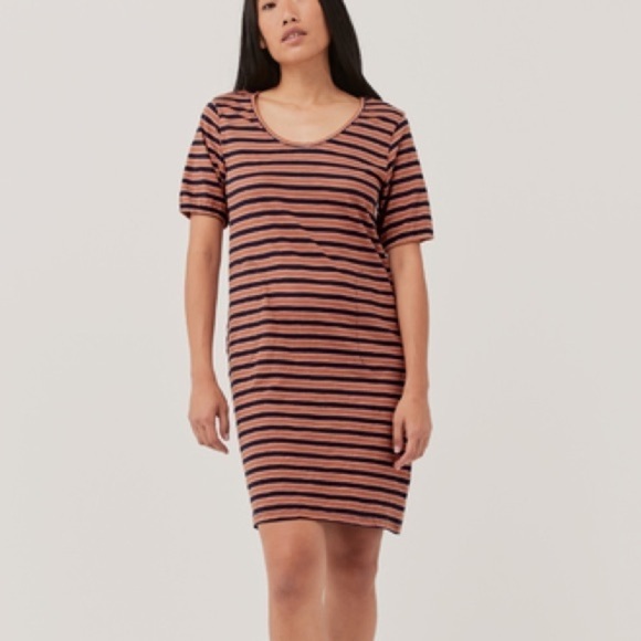 Pact Avery Slub Twist Back Dress Harvest Stripe - S - Picture 3 of 9